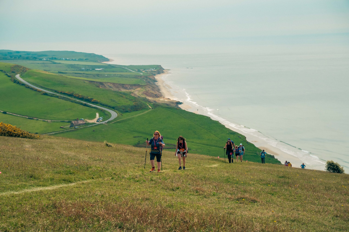 Isle Of Wight Ultra Challenge Particpants Trekking Uphill Scaled