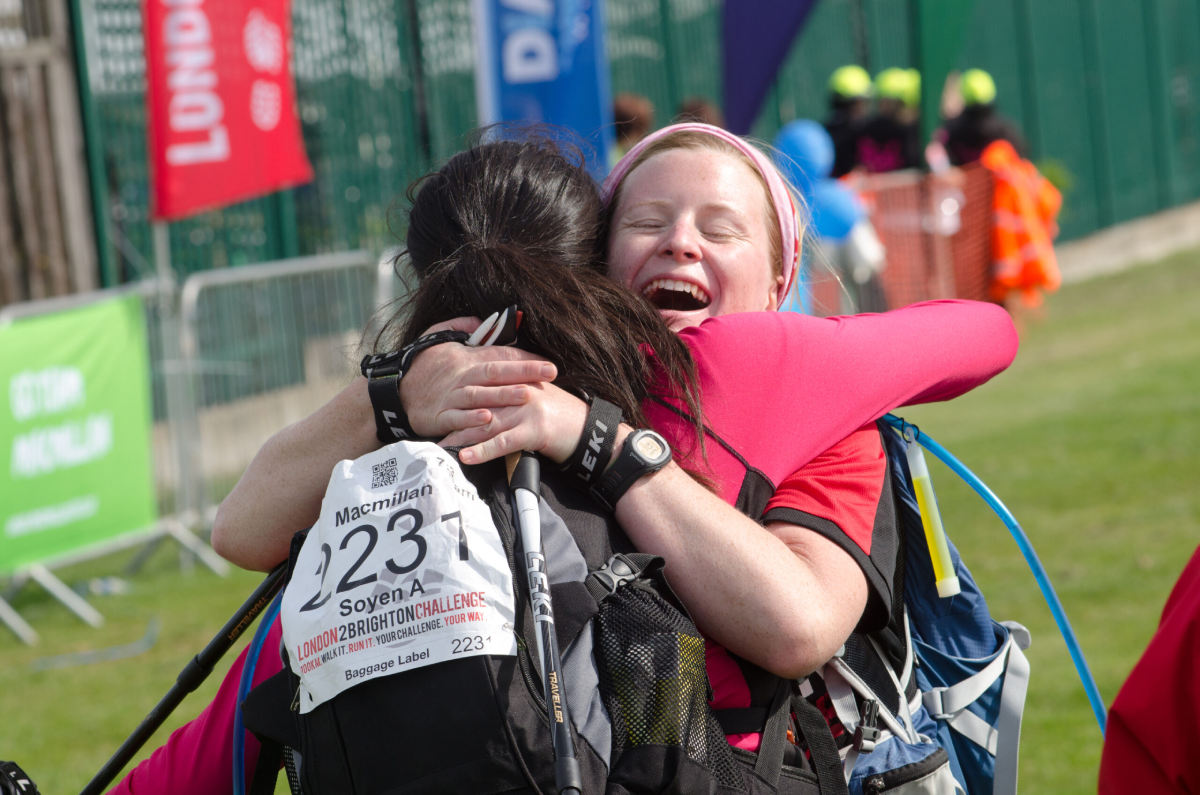 London 2 Brighton Ultra Challenge Participants Hugging Scaled